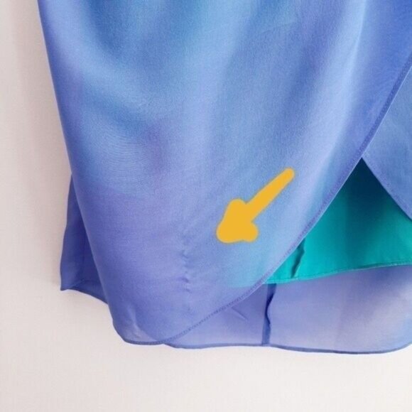 BCBG MaxAzria Silk Ombre Halter Dress Blue Green Sz 0 Flawed - Picture 6 of 15